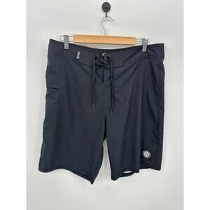 HIC Board Surf Shorts Mens Size 34 Black Beach Swim Vacation Cruise